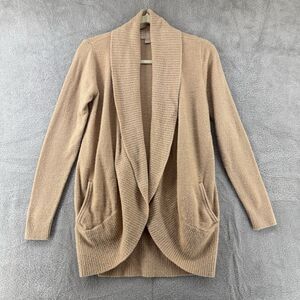 Barefoot Dreams Sweater Womens XS/S Beige Cardigan Open Front Stretch Pockets